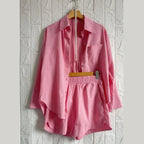 Conjunto Feminino Brisa - Camisa e Shorts de Linho (ÚLTIMAS UNIDADES)