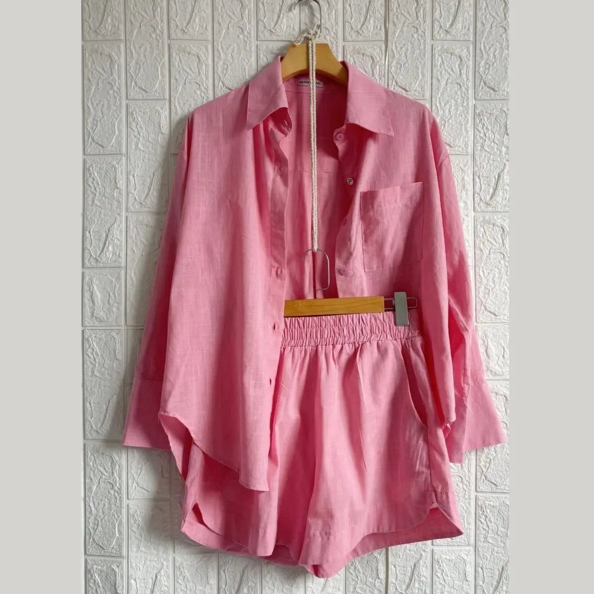 Conjunto Feminino Brisa - Camisa e Shorts de Linho (ÚLTIMAS UNIDADES)