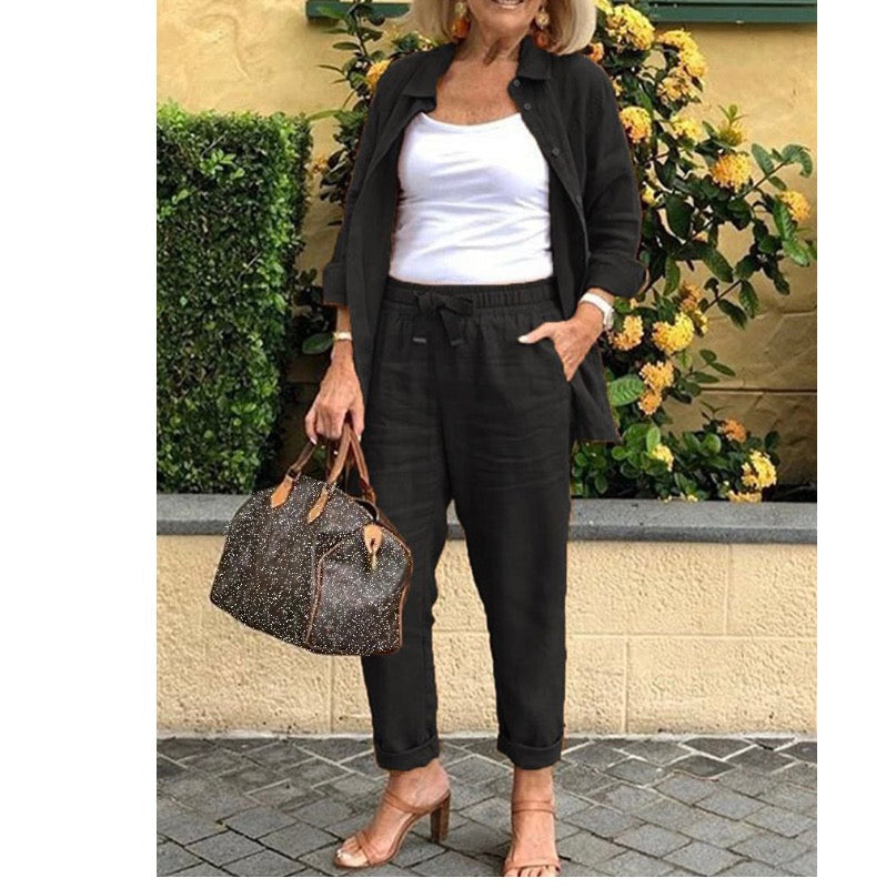 Conjunto Casual Soft | Blusa botão + Calça | PROMOÇÃO DE VERÃO