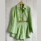 Conjunto Feminino Brisa - Camisa e Shorts de Linho (ÚLTIMAS UNIDADES)