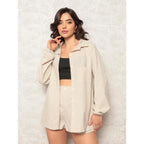 (KIT COM 2) Conjunto Feminino Linho Camisa e Short [PROMO DIA DAS MÃES]