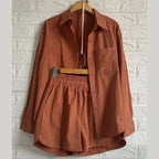 Conjunto Feminino Brisa - Camisa e Shorts de Linho (ÚLTIMAS UNIDADES)