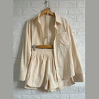 Conjunto Feminino Brisa - Camisa e Shorts de Linho (ÚLTIMAS UNIDADES)