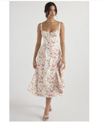 Vestido modelador cintura bustiê floral