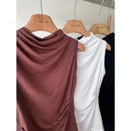 (KIT COM 3) Blusa Feminina Sem Manga Gola Plissada em Viscose | PROMOÇÃO DE OUTONO