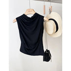 (KIT COM 3) Blusa Feminina Sem Manga Gola Plissada em Viscose | PROMOÇÃO DE OUTONO