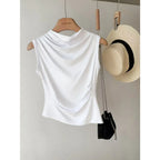 (KIT COM 3) Blusa Feminina Sem Manga Gola Plissada em Viscose | PROMOÇÃO DE OUTONO