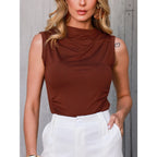 (KIT COM 3) Blusa Feminina Sem Manga Gola Plissada em Viscose | PROMOÇÃO DE OUTONO