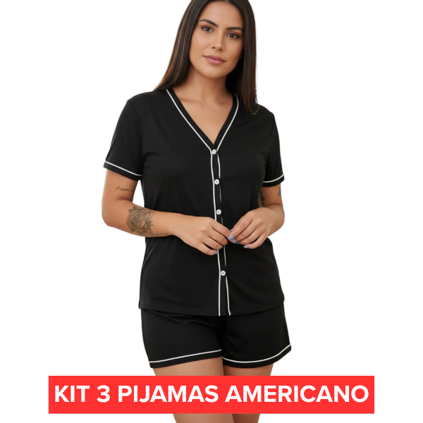 (KIT COM 3) Pijama Americano Baby Doll com Botões (PROMOÇÃO DIA DAS MÃES)